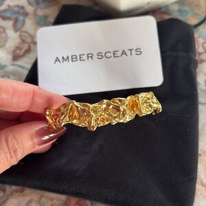 AMBER SCEATS 24k Gold Plated Emery Luxury Designer $218 cuff bracelet holiday